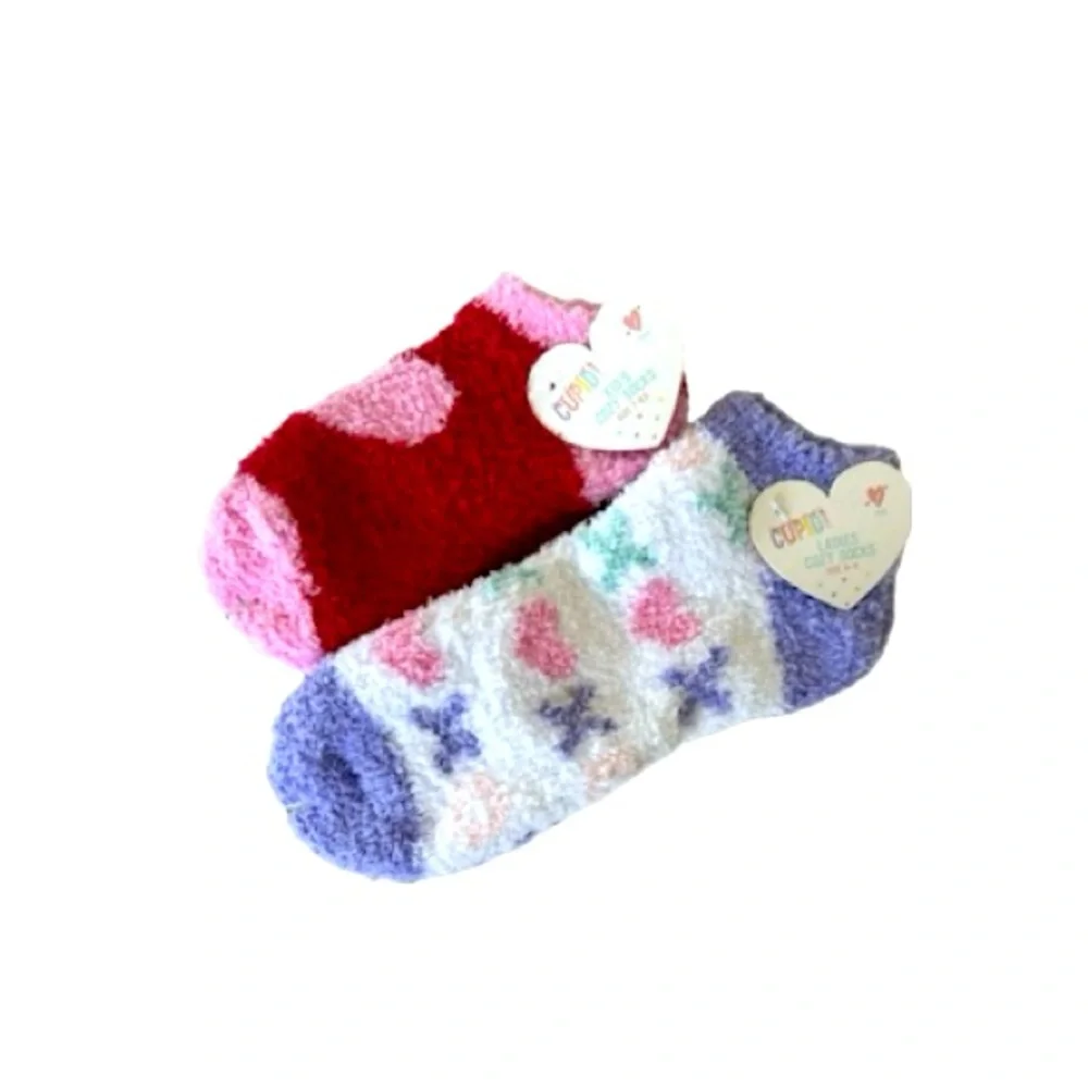 💕 NWT Bundle of Women’s & Kids Cupid brand cozy ankle socks in soft polyester